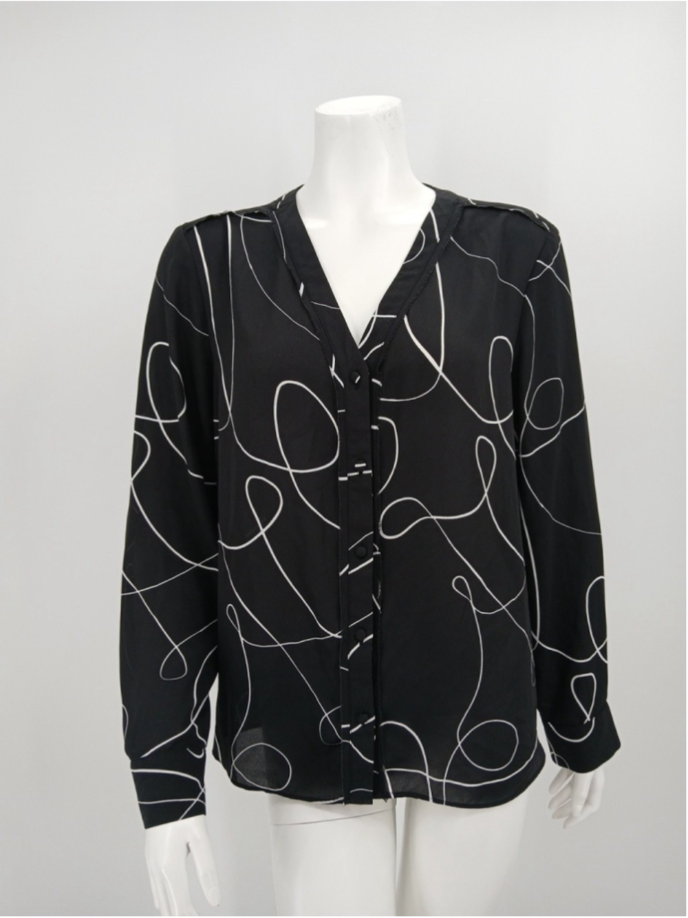 Calvin Klein Womens Polyester Chiffon Semi-sheer Blouse Top Size L